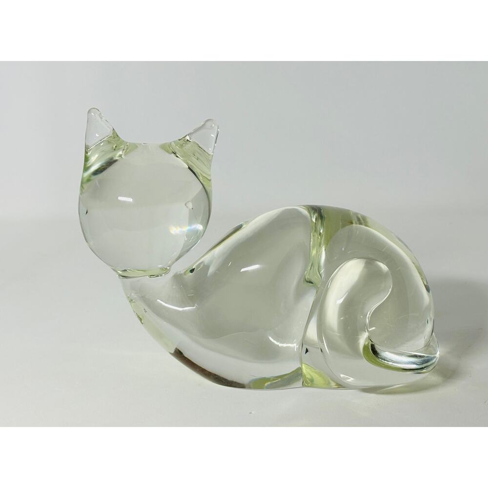 Mid Century Hand Blown Licio Zanetti Murano Cat Abstract Figurine Model Signed